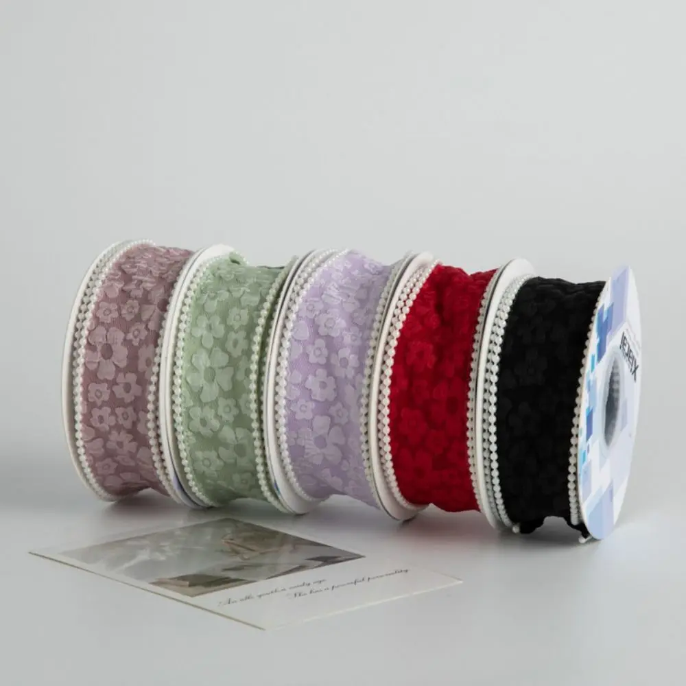 5Yard 4cm Flower Trim Ribbon Lace Embroidery Dopamine Gift Wrapping Ribbon DIY Photo Props Edge Trim Decorating
