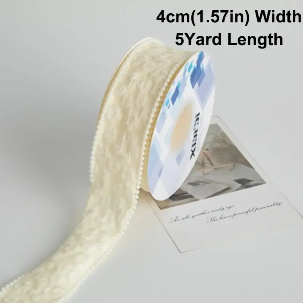 5Yard 4cm Flower Trim Ribbon Lace Embroidery Dopamine Gift Wrapping Ribbon DIY Photo Props Edge Trim Decorating
