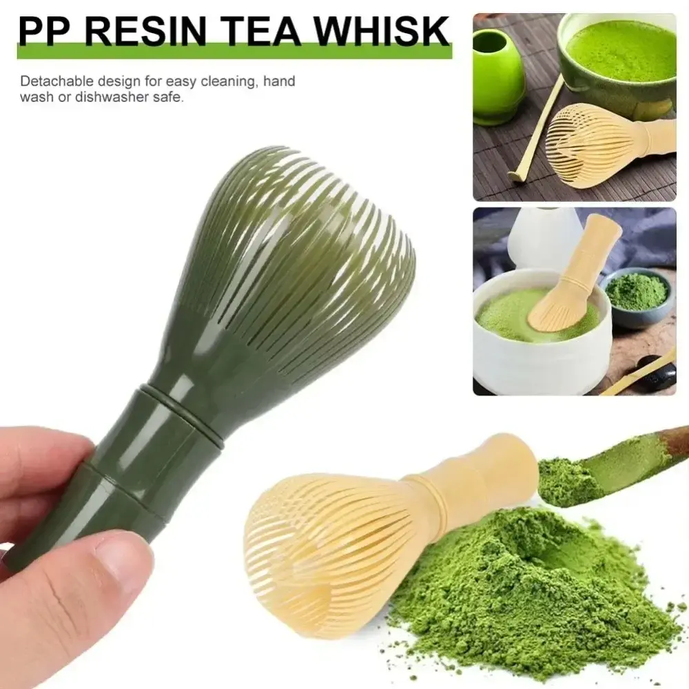 New Resin Matcha Whisk With Whisk Holder Smooth Resin Whisk Portable Reusable Matcha Whisk Set Tea Set Accessories