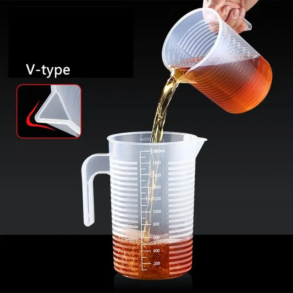 Clear Graduated Measuring Cup Large Capacity Scale Laboratory Beaker Plastic with Lid Transparent Mixing Cup Kitchen Baking