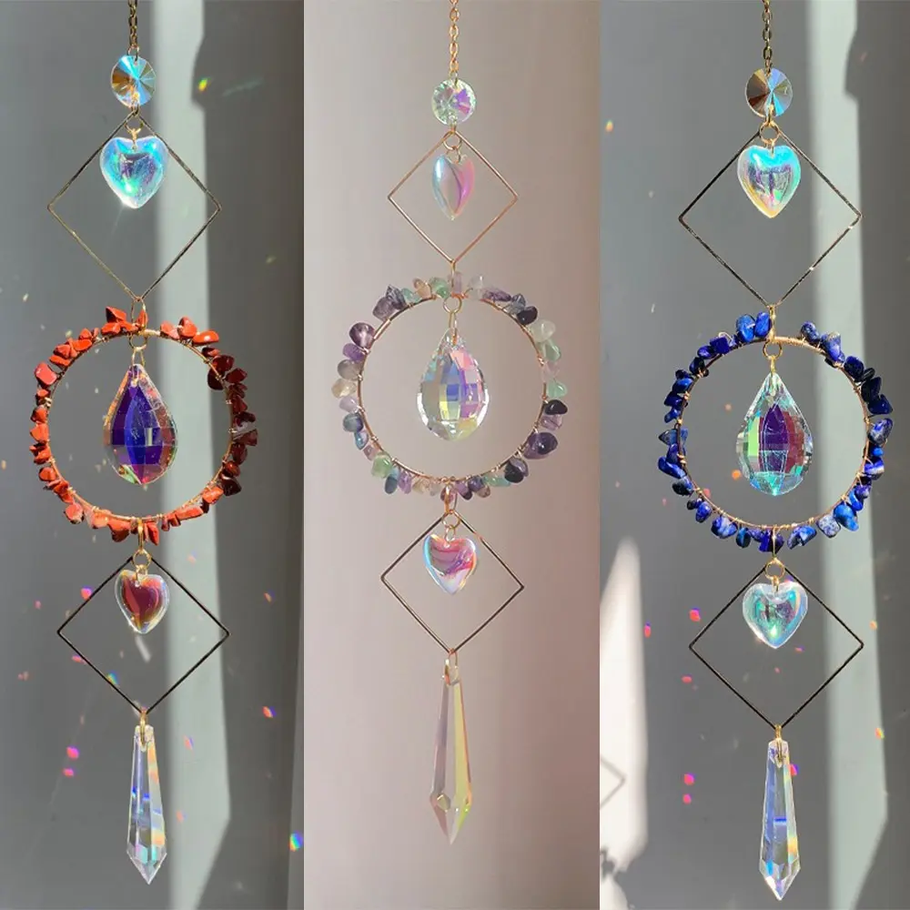 Colorful Star Moon Crystal Sun Catcher Stained Glass Balcony Yard Hanging Wind Chimes Party Decor Rainbow Prism