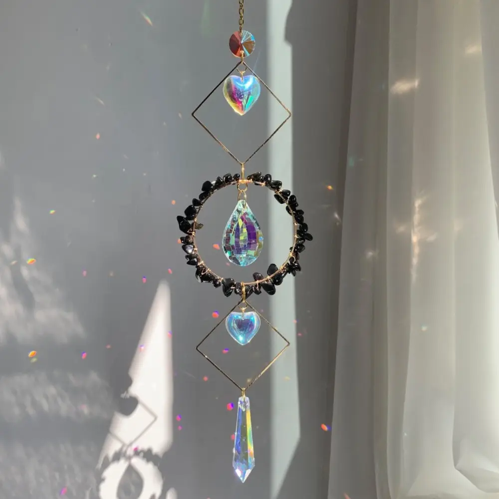Colorful Star Moon Crystal Sun Catcher Stained Glass Balcony Yard Hanging Wind Chimes Party Decor Rainbow Prism