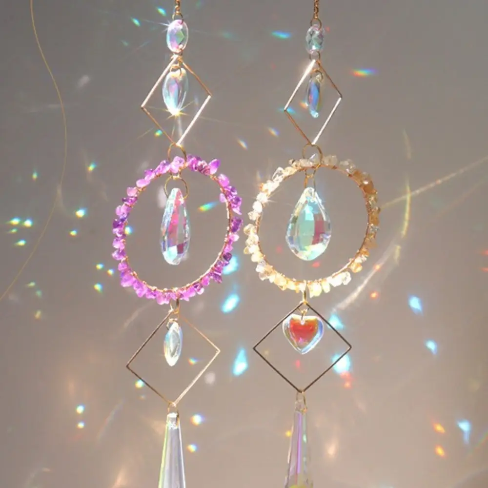 Colorful Star Moon Crystal Sun Catcher Stained Glass Balcony Yard Hanging Wind Chimes Party Decor Rainbow Prism