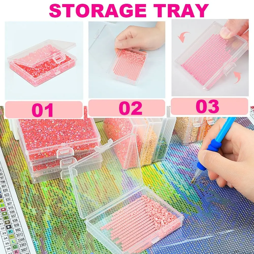DIY Craft 5D Diamond Painting Tray Storage Box Large Capacity Embroidery Beading Plates Plastic DMC Colors Number Label