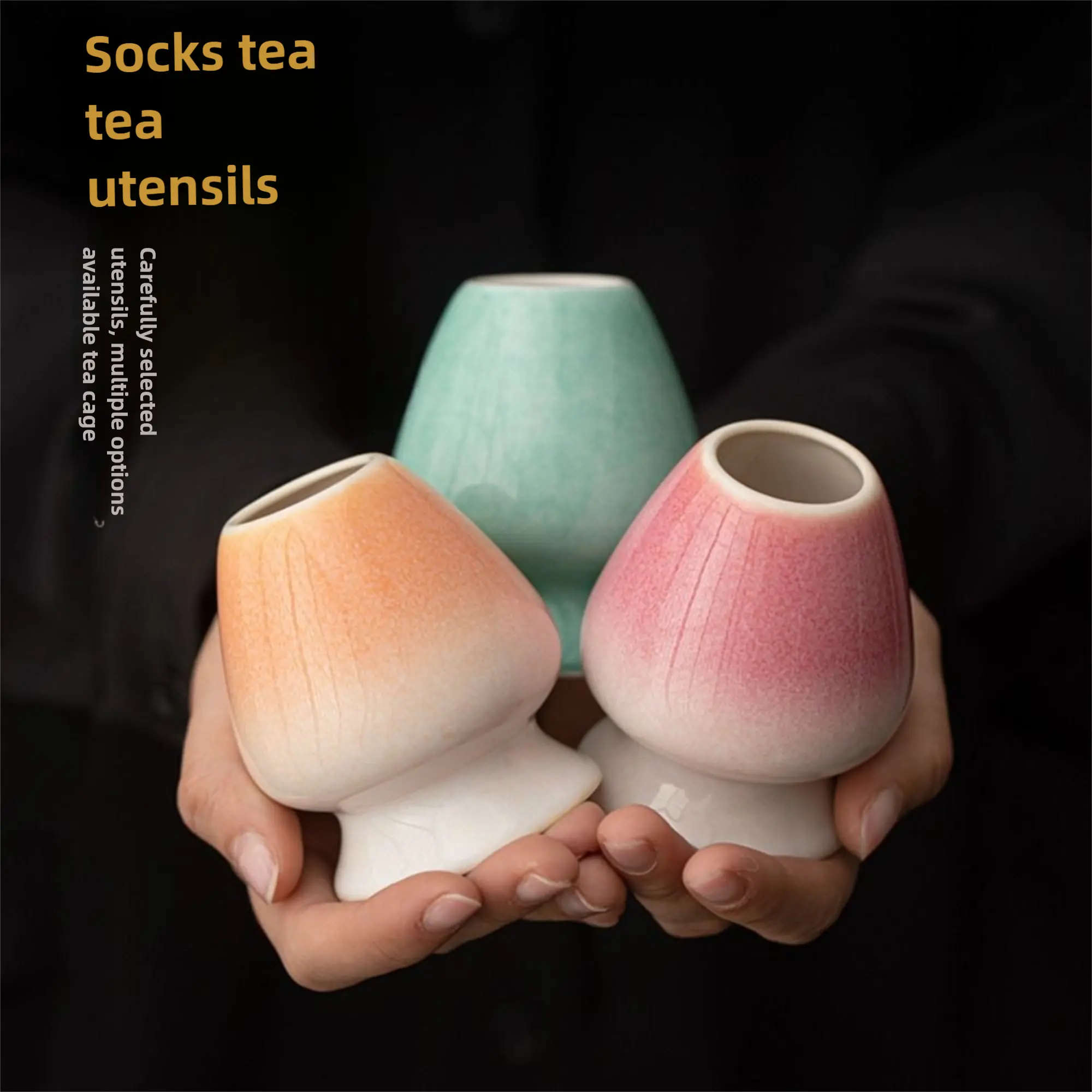 Ceramic Matcha Holder Smooth Kiln Discoloration Whisk Stand Holder Bamboo Matcha Chasen Holder for Tea Set Accessories