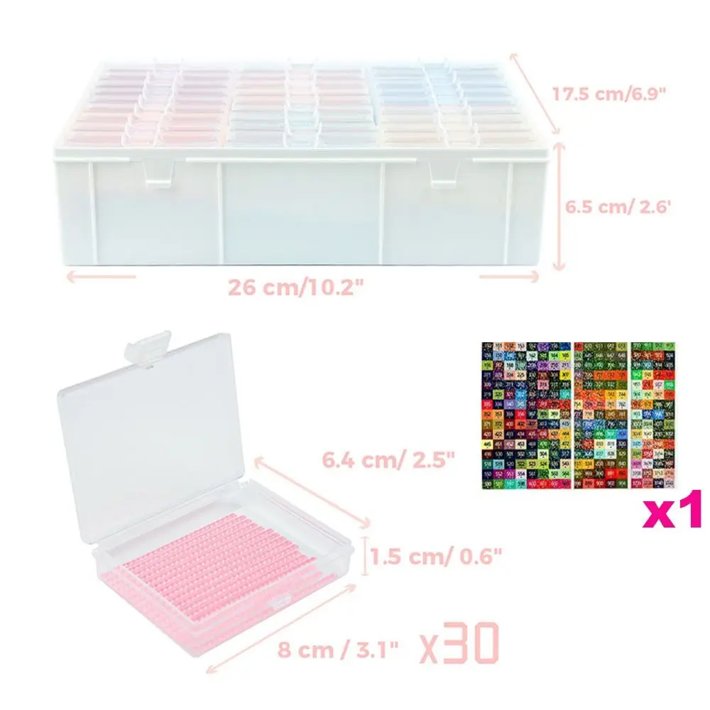 DIY Craft 5D Diamond Painting Tray Storage Box Large Capacity Embroidery Beading Plates Plastic DMC Colors Number Label