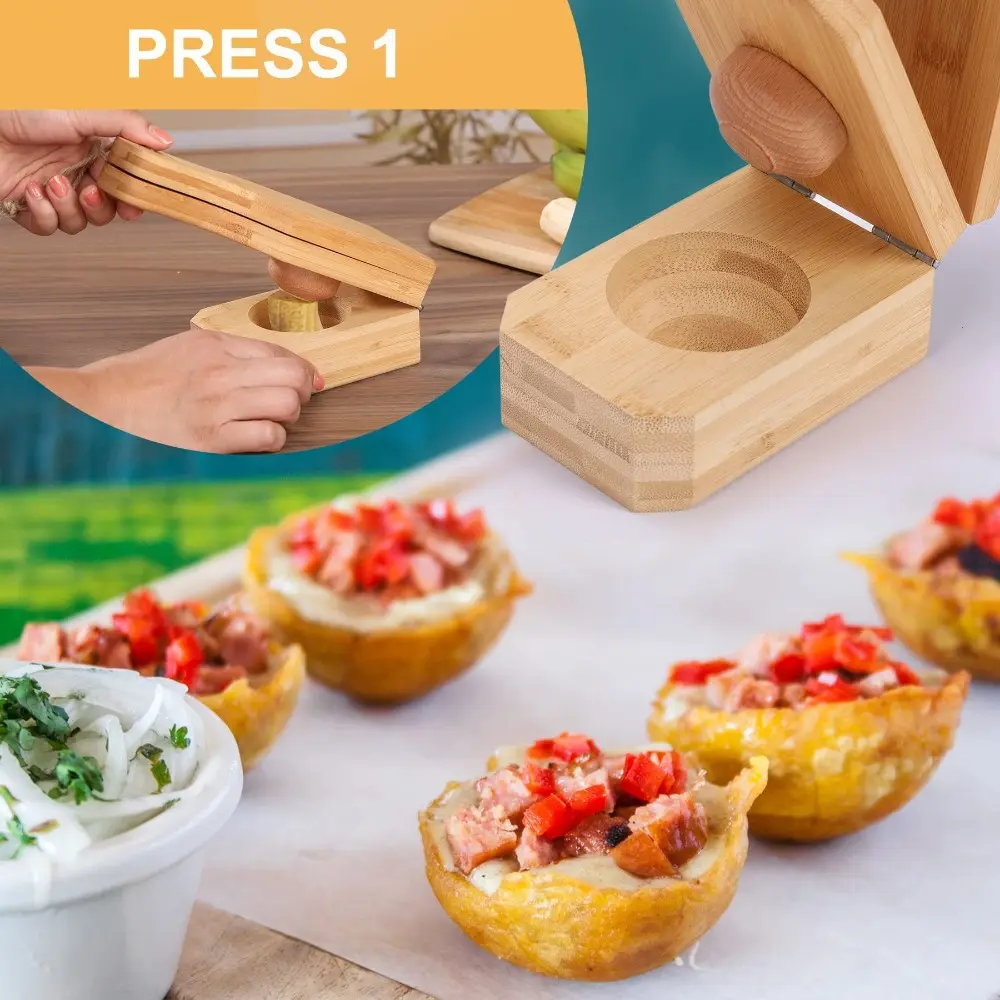 Hot 2 in 1 Banana Crusher Easy Storage Portable Banana Smasher Wooden Banana Cake Making Tool Home Use