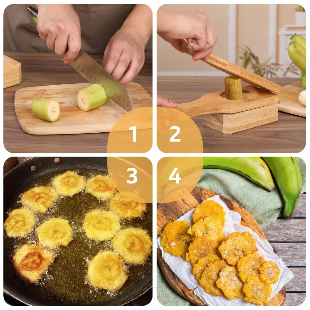 Hot 2 in 1 Banana Crusher Easy Storage Portable Banana Smasher Wooden Banana Cake Making Tool Home Use