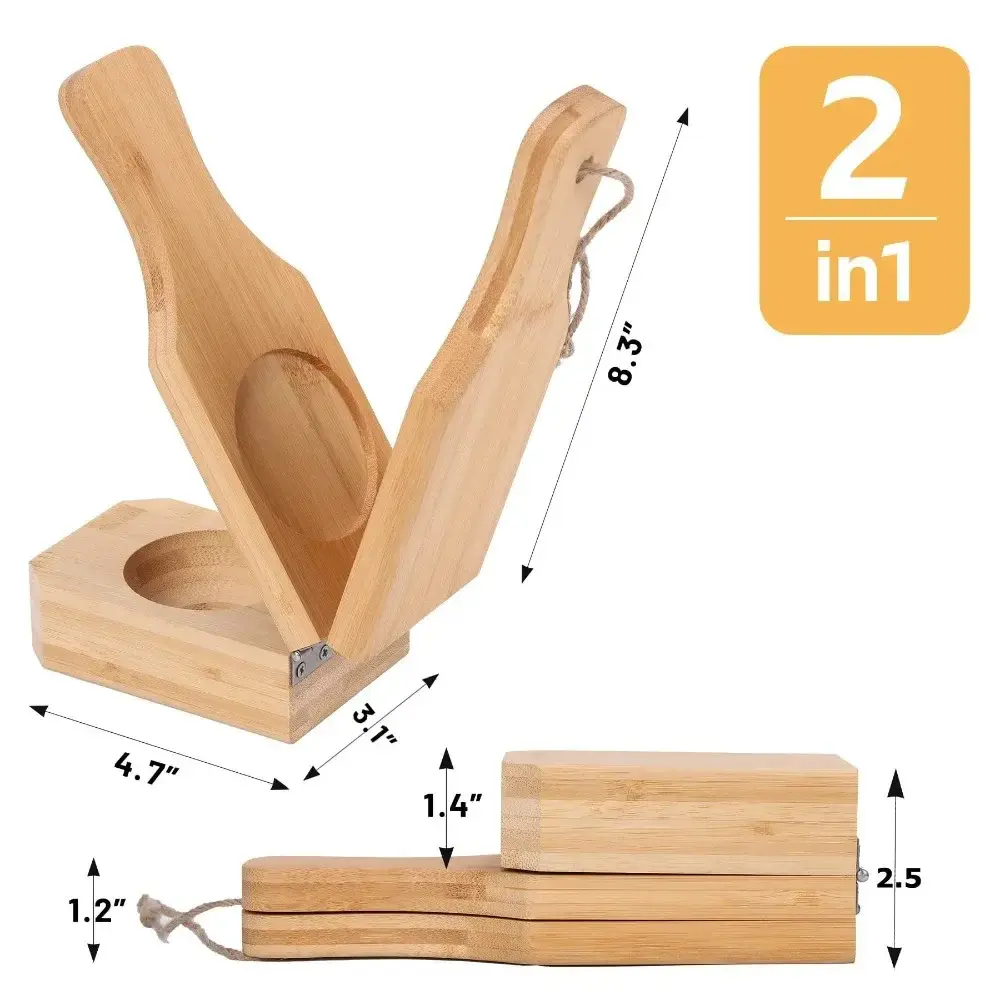 Hot 2 in 1 Banana Crusher Easy Storage Portable Banana Smasher Wooden Banana Cake Making Tool Home Use