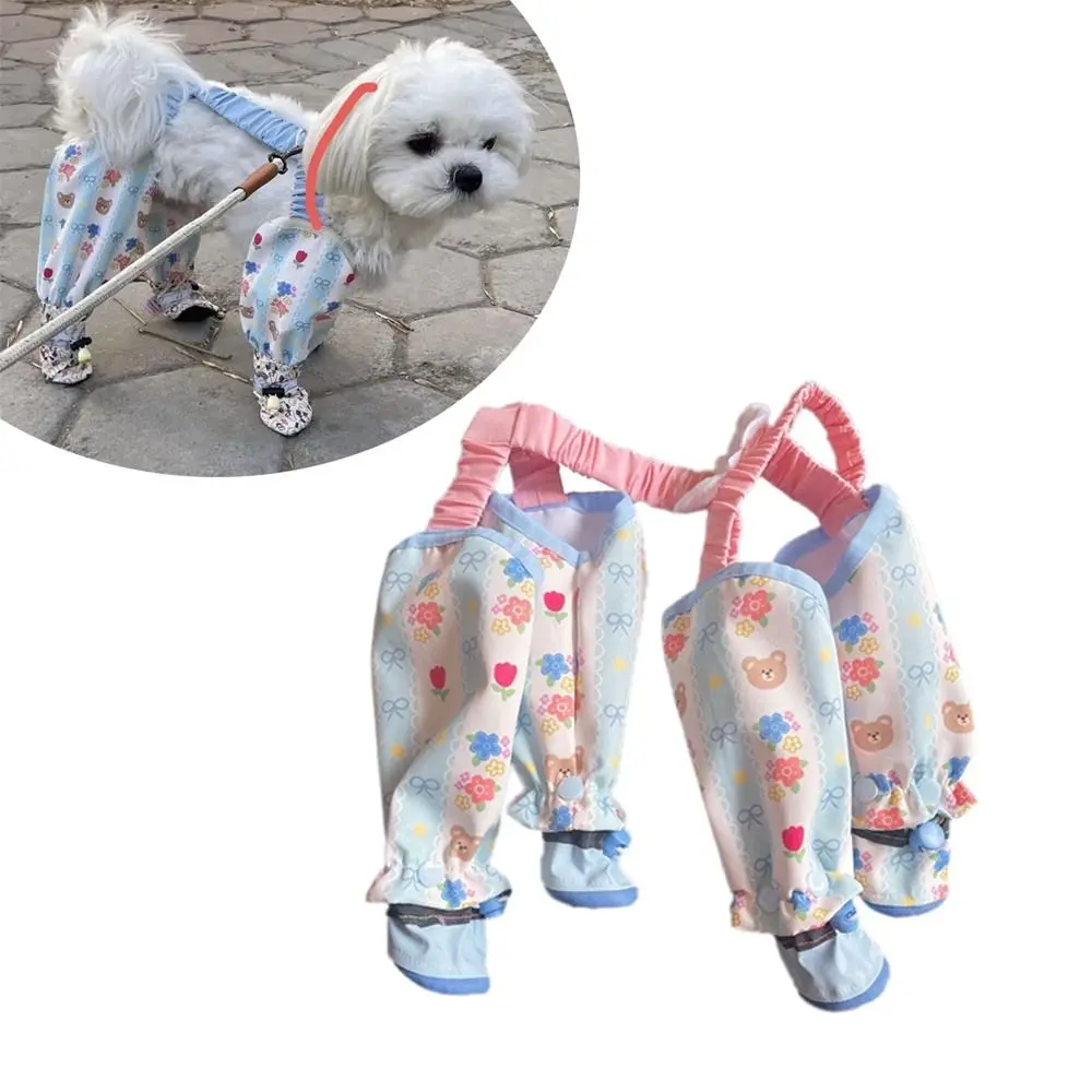 Polyester Pet Strolling Going Out Pants Breathable With Shoes Dog Jumpsuit Thin Dust-proof Dog Four Legged Pants Summer