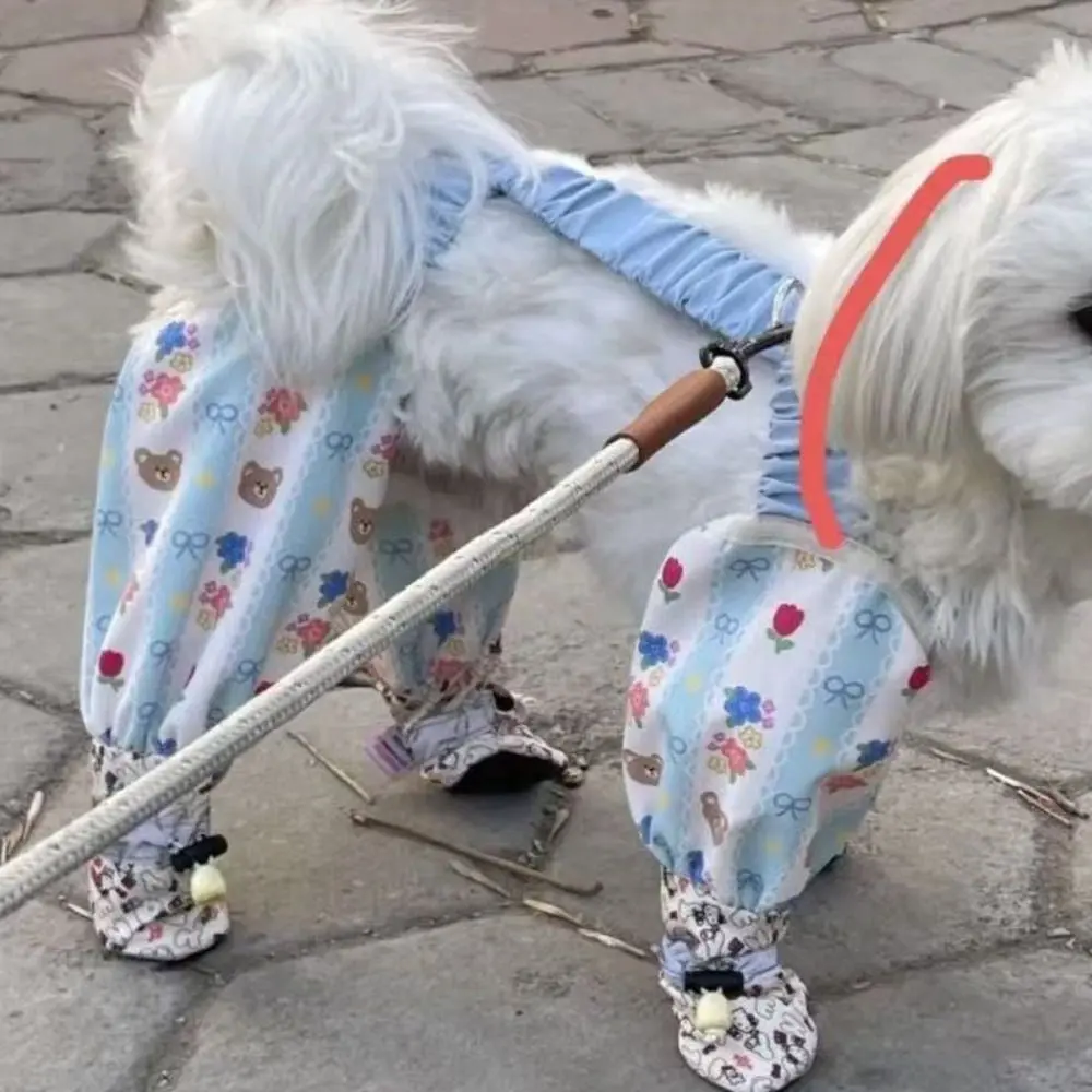 Polyester Pet Strolling Going Out Pants Breathable With Shoes Dog Jumpsuit Thin Dust-proof Dog Four Legged Pants Summer