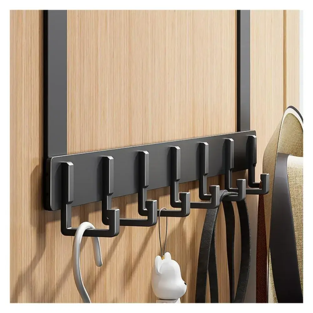 Punch-Free Hooks Over The Door 6 Hook Storage Holder Wall Hanging Clothes Hanger Coat Hat Towel Hanger Bedroom Organizer Storage