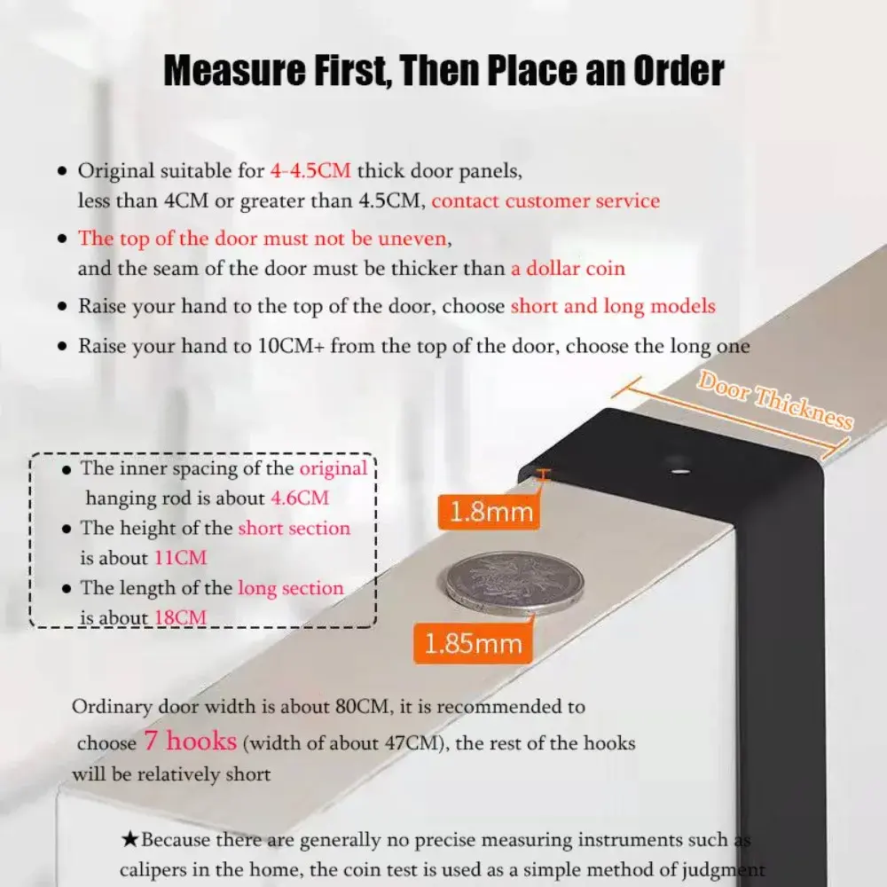 Punch-Free Hooks Over The Door 6 Hook Storage Holder Wall Hanging Clothes Hanger Coat Hat Towel Hanger Bedroom Organizer Storage