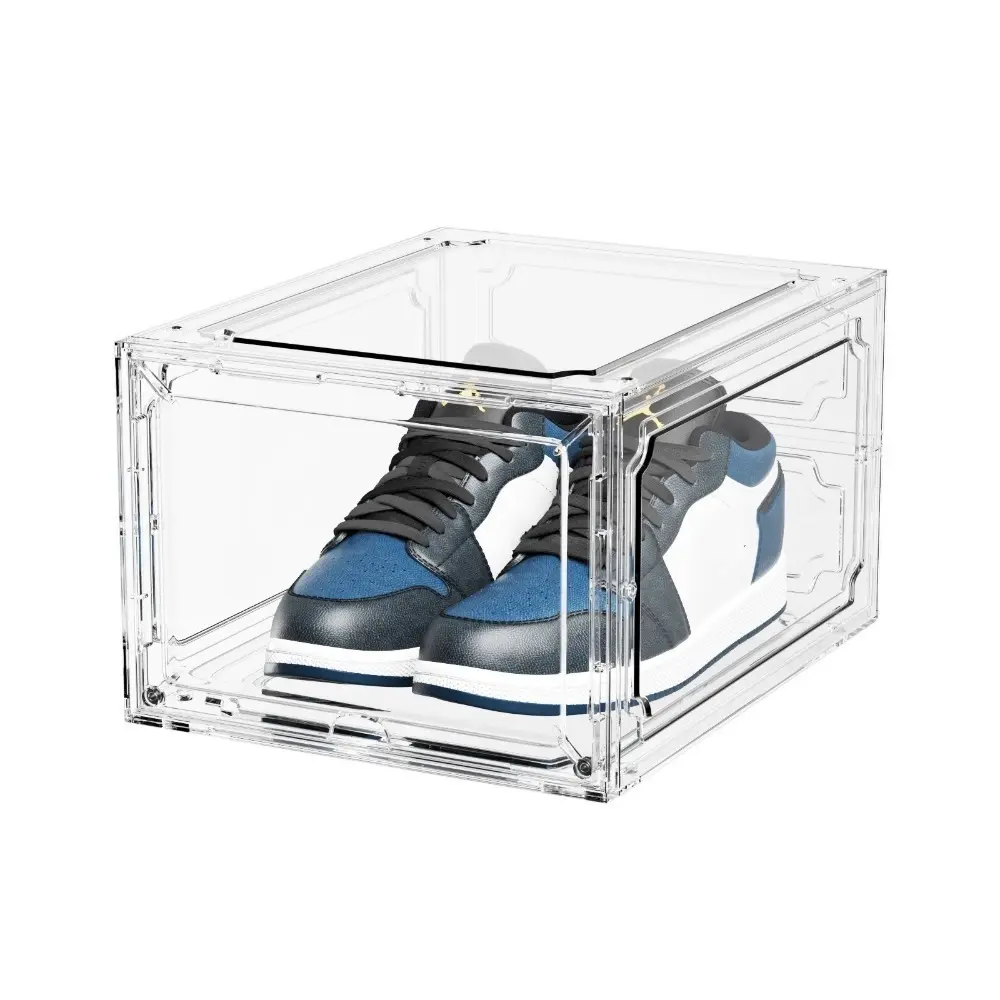 New Transparent Basketball Shoe Box with Suction Dust-proof Storage Box Anti-oxidation Acrylic Shoe Cabinet Household Dormitory