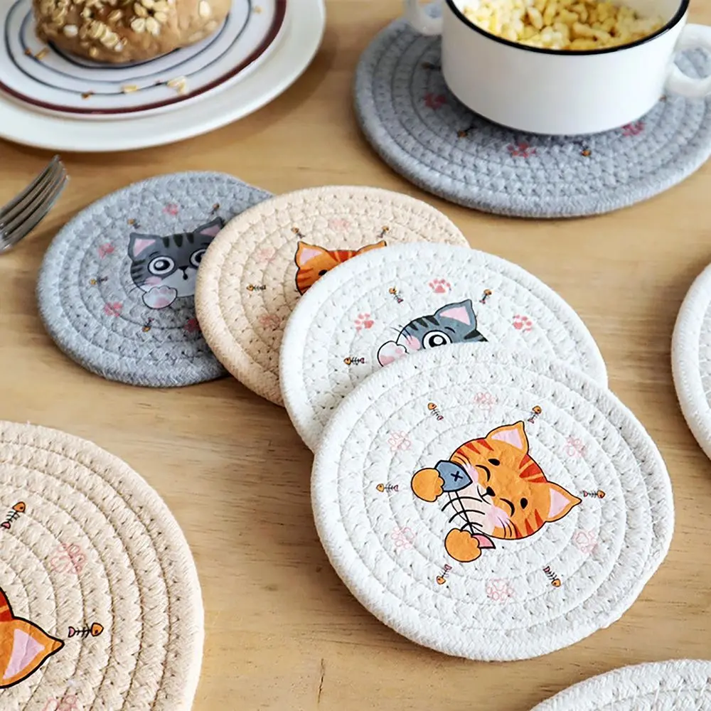 Cartoon S/L Coasters Tableware Waterproof Bowl Dish Pot Mats Cotton Heat Insulation Pad for Home Kitchen