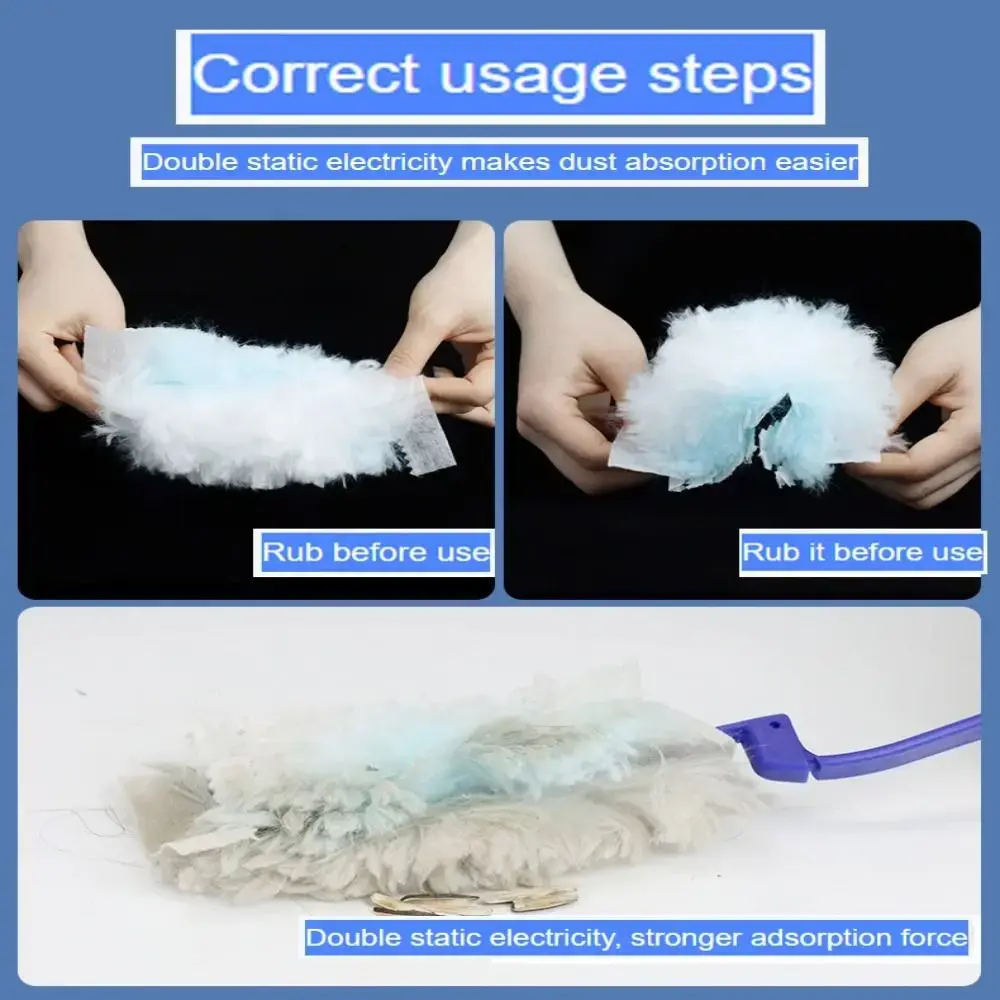 10 Count Cleaning Electrostatic Duster Refills with 1Pcs Handle Multi-Surface Microfibre Duster Adsorption for Swiffer Duster