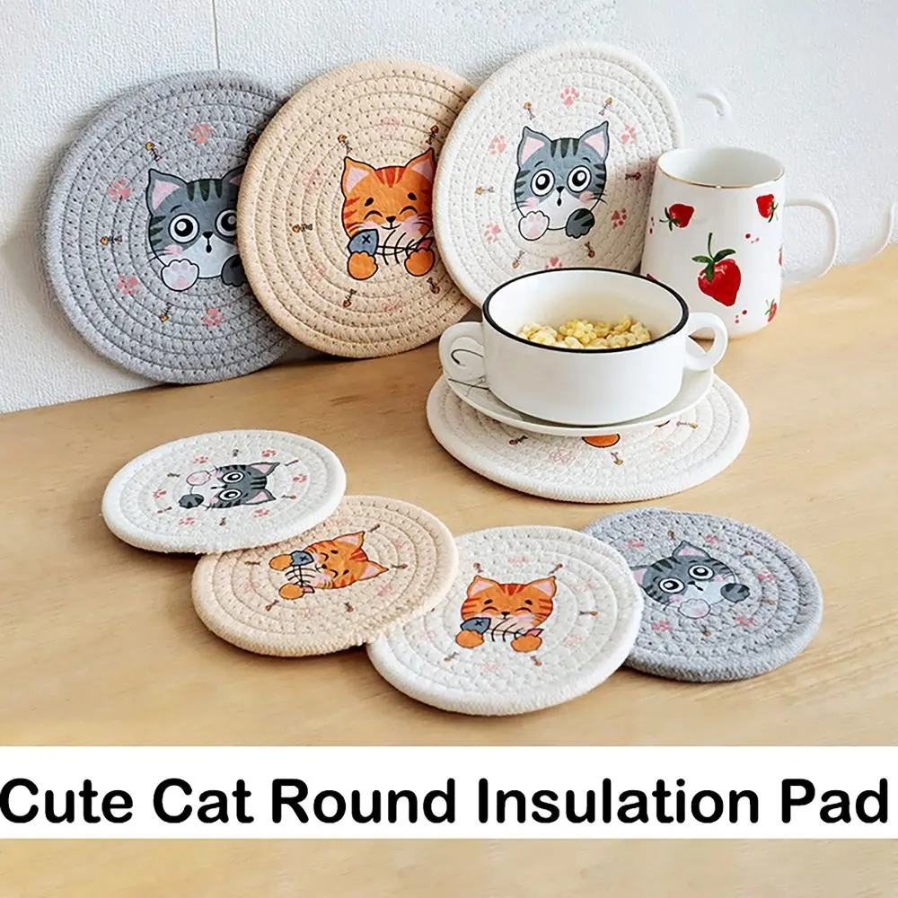 Cartoon S/L Coasters Tableware Waterproof Bowl Dish Pot Mats Cotton Heat Insulation Pad for Home Kitchen