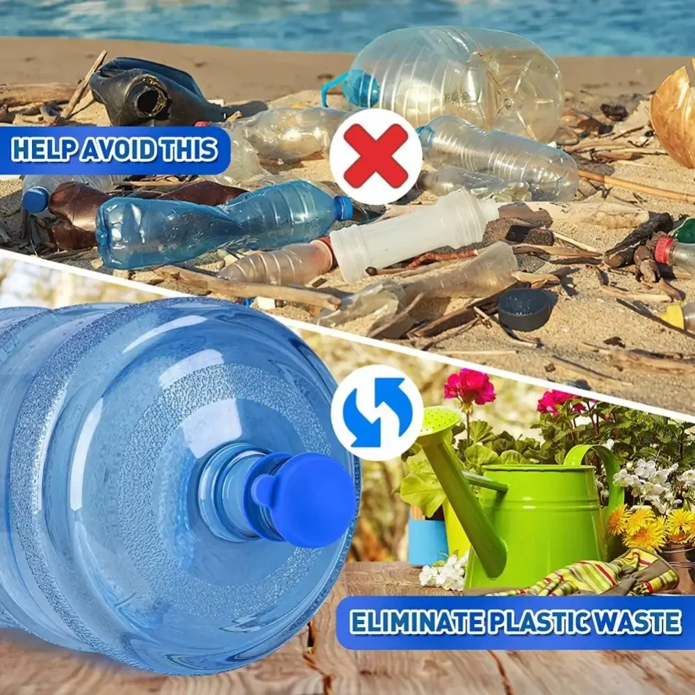 Silicone Water Bottle Cover Non-Spill Water Jugs Cap Durable Bottle Caps with Inner Plug Thick Reusable Drinking Bucket Cover