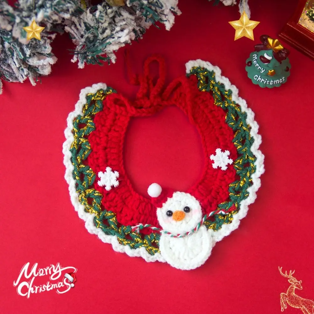 New Christmas Pet Collar Hand-knitted Cartoon Puppy Neck Strap Delicate Adjustable Pet Accessories Kitten