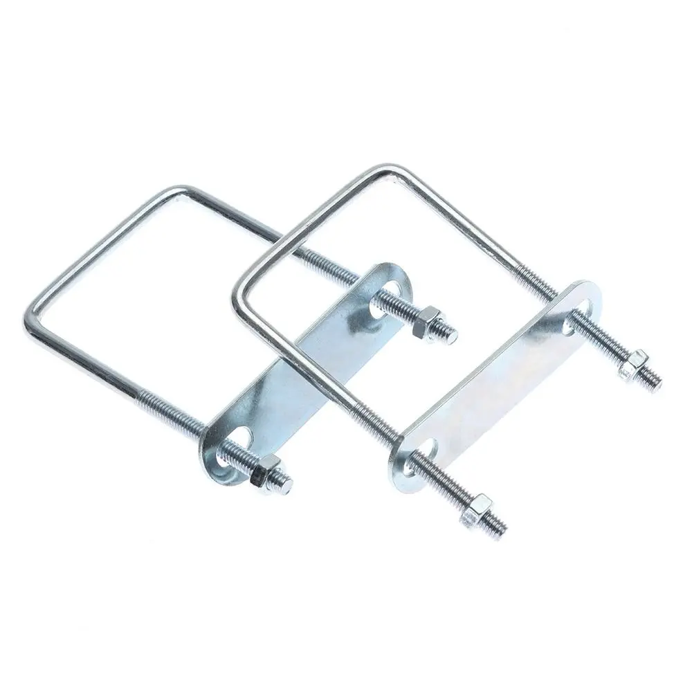 2Sets Durable Iron Square Clamp Right Angle U-bolt Screw Pipe U-clamp With Baffle M6 Squa Bolt
