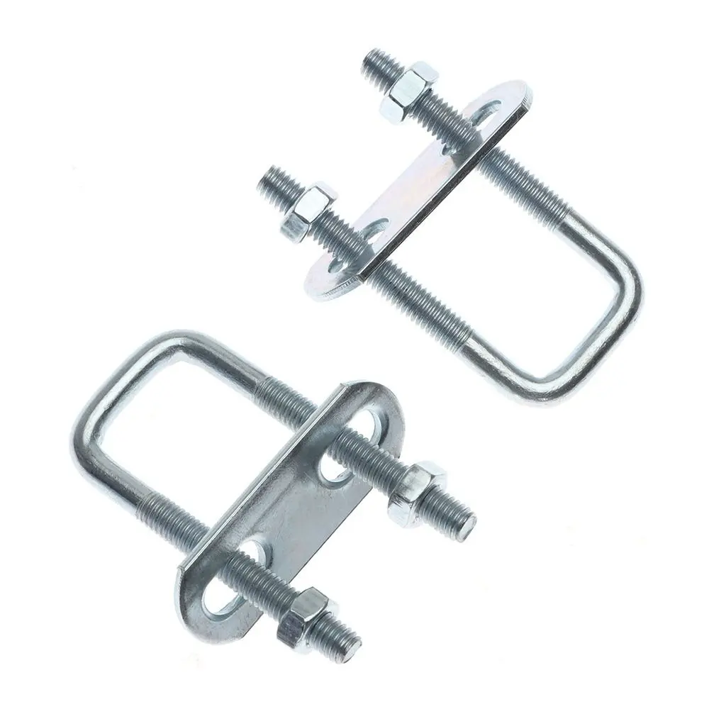 2Sets Durable Iron Square Clamp Right Angle U-bolt Screw Pipe U-clamp With Baffle M6 Squa Bolt