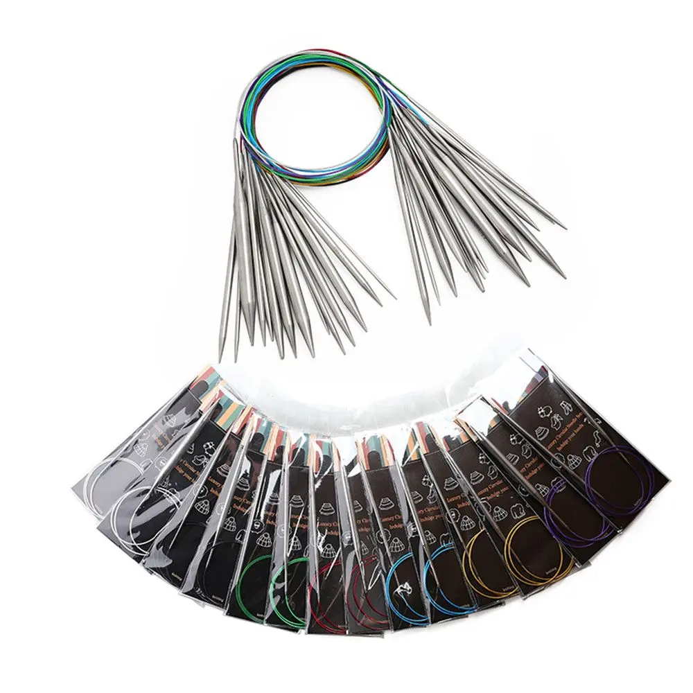 40/100cm Round Circular DIY Crafts Stainless Steel Weaving Knitting Needles Crochet Hook Circular Needle Sewing Pins