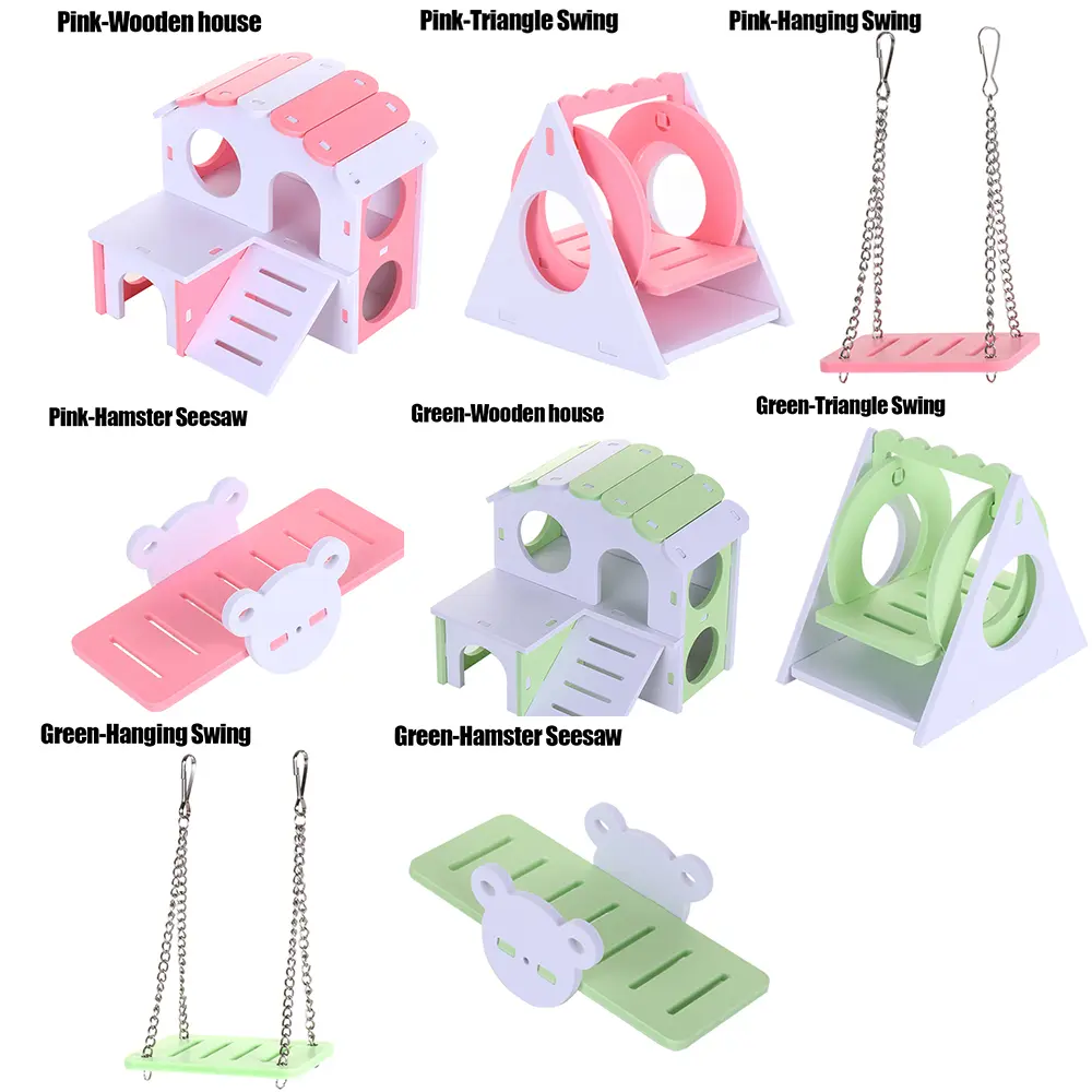 DIY Triangle Swing Exercise Play Toys Set Wooden Hanging Swing Hamster House