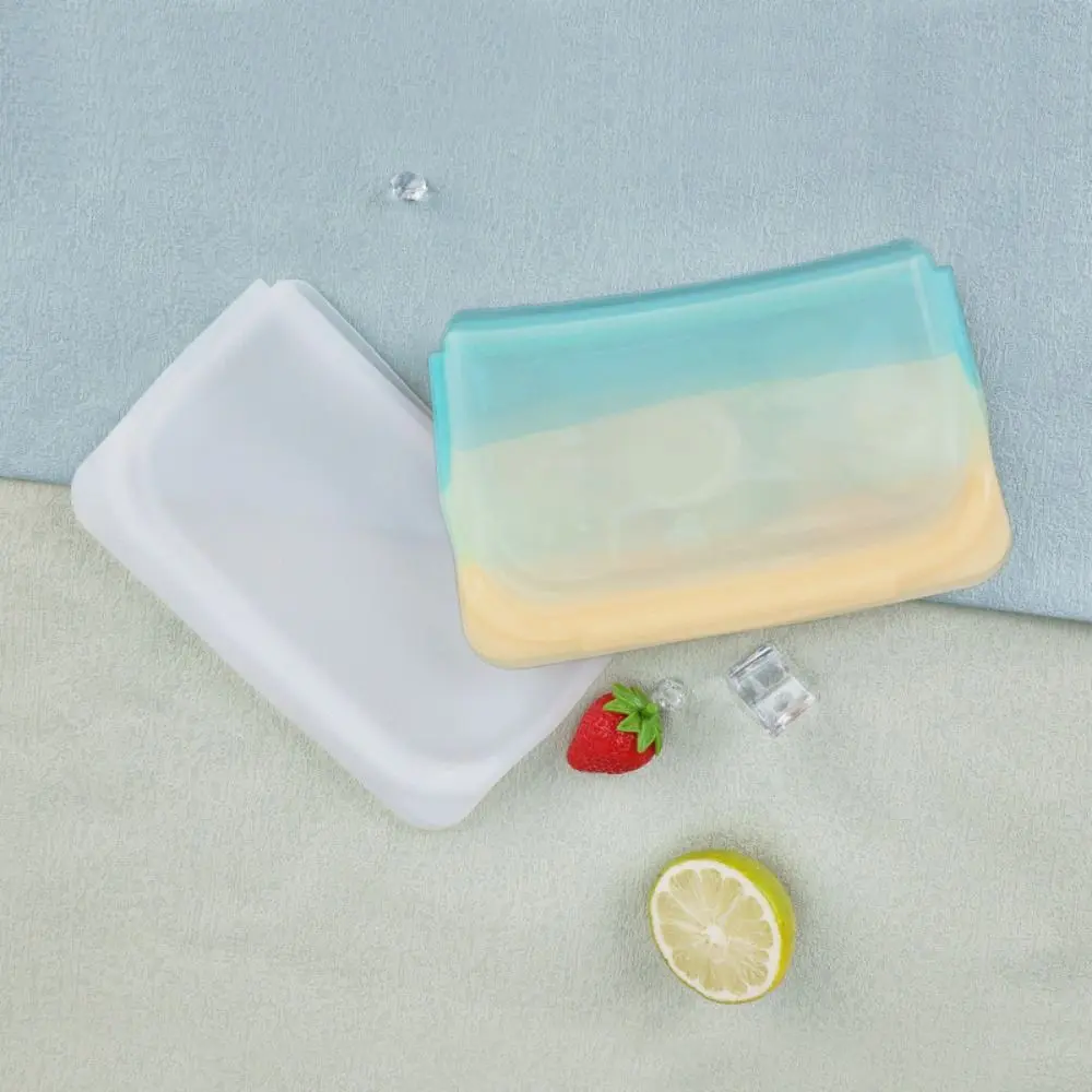 Reusable Food Grade Silicone Fresh-keeping Bag Kitchen Leakproof Transparent Storage Bag Sealing Freezer Bag For Vegetable Fruit