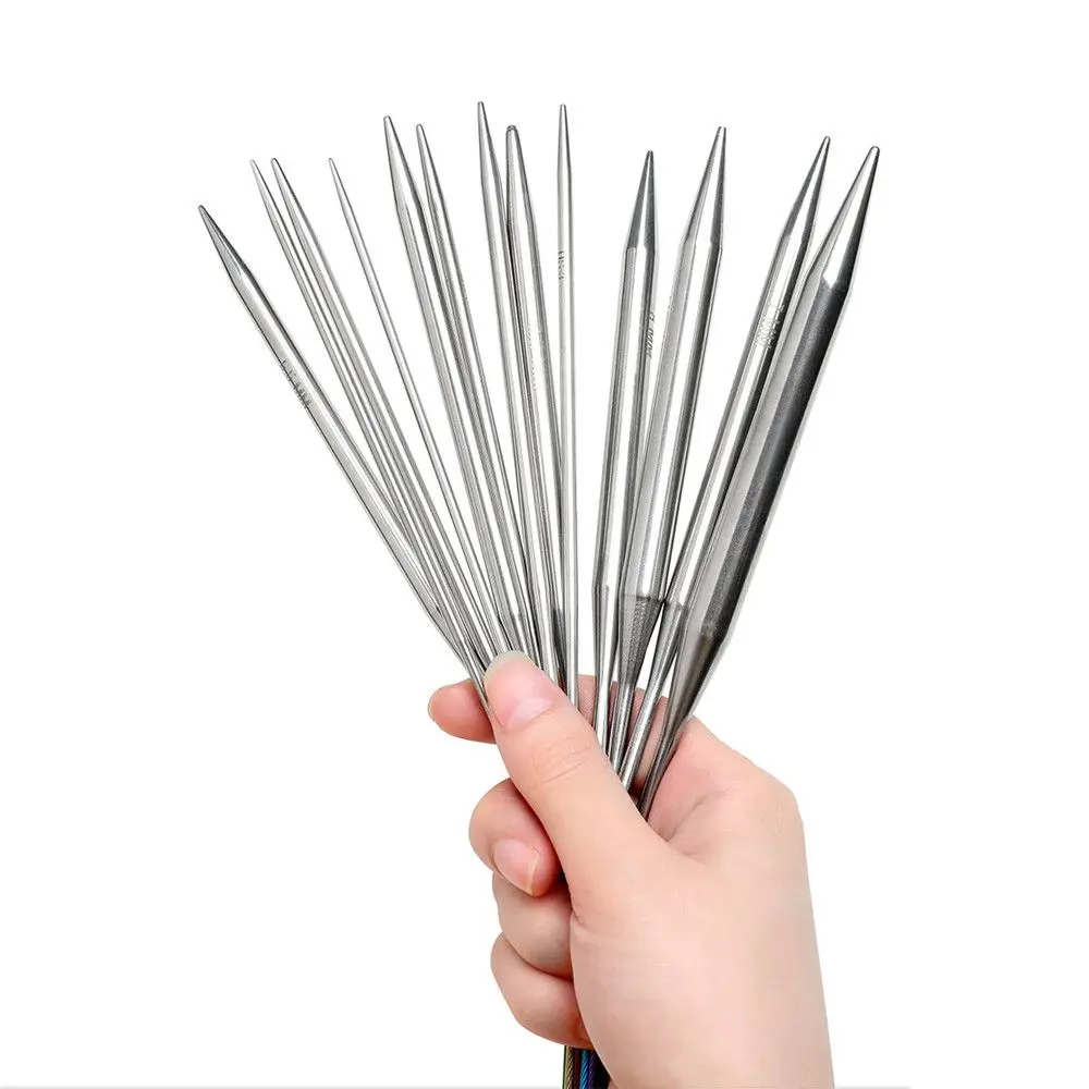 40/100cm Round Circular DIY Crafts Stainless Steel Weaving Knitting Needles Crochet Hook Circular Needle Sewing Pins