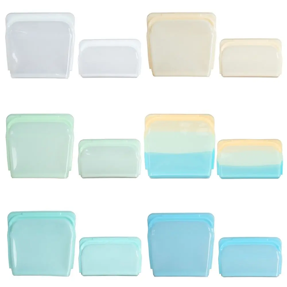 Reusable Food Grade Silicone Fresh-keeping Bag Kitchen Leakproof Transparent Storage Bag Sealing Freezer Bag For Vegetable Fruit