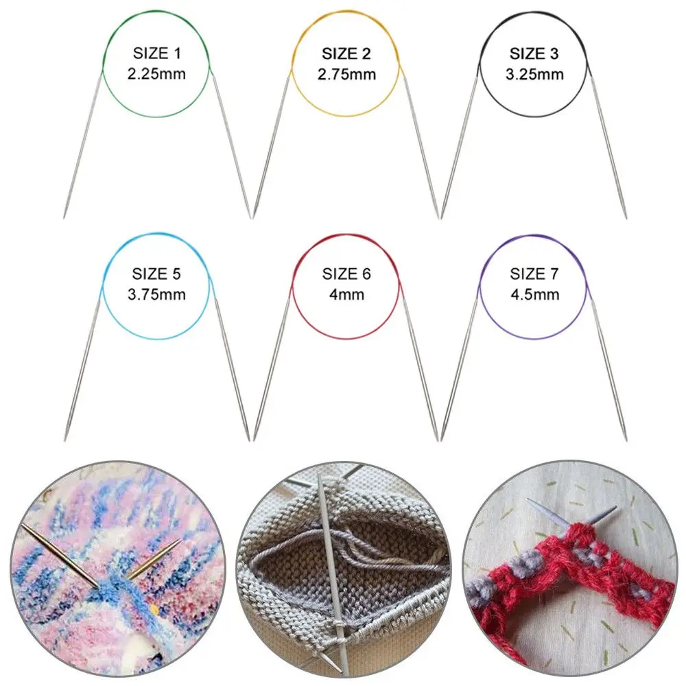 40/100cm Round Circular DIY Crafts Stainless Steel Weaving Knitting Needles Crochet Hook Circular Needle Sewing Pins