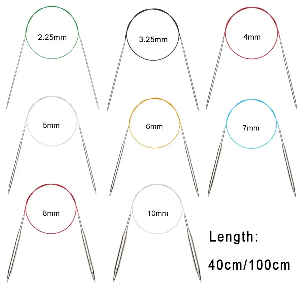 40/100cm Round Circular DIY Crafts Stainless Steel Weaving Knitting Needles Crochet Hook Circular Needle Sewing Pins