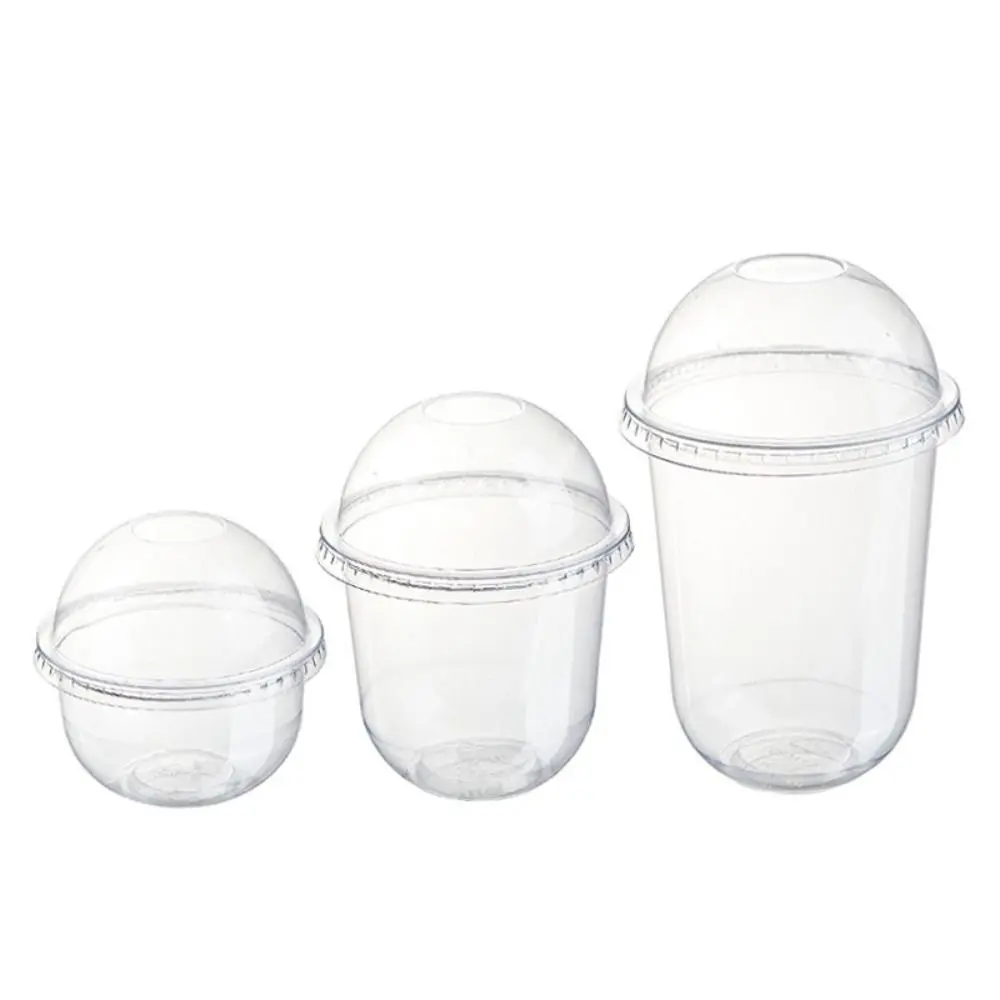 50 PCS 2025 Lids Disposable Plastic Cups Cupcake Multipurpose Milk Tea Cups Transparent Food Grade Dessert Cups