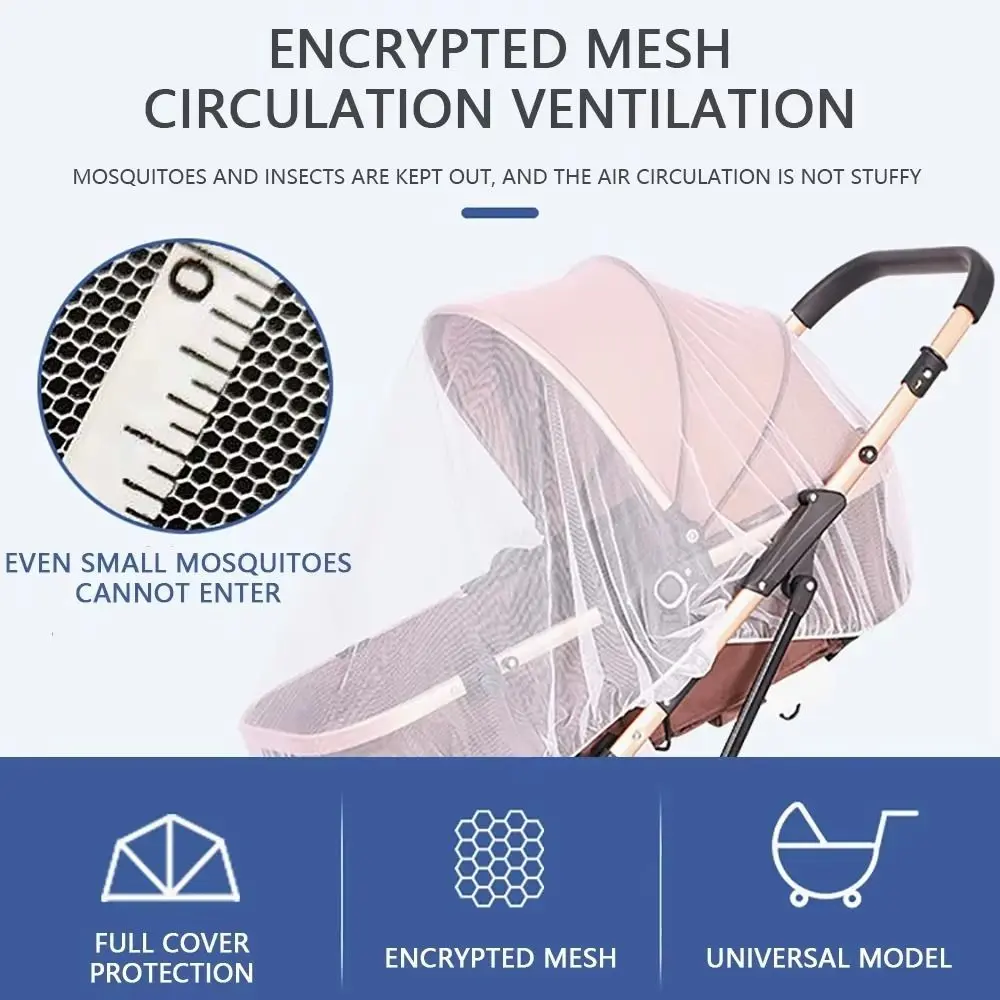 Baby Stroller Mosquito Net Pushchair Cart Insect Shield Net Mesh Safe Infants Protect Mesh Cover Baby Stroller Accessories