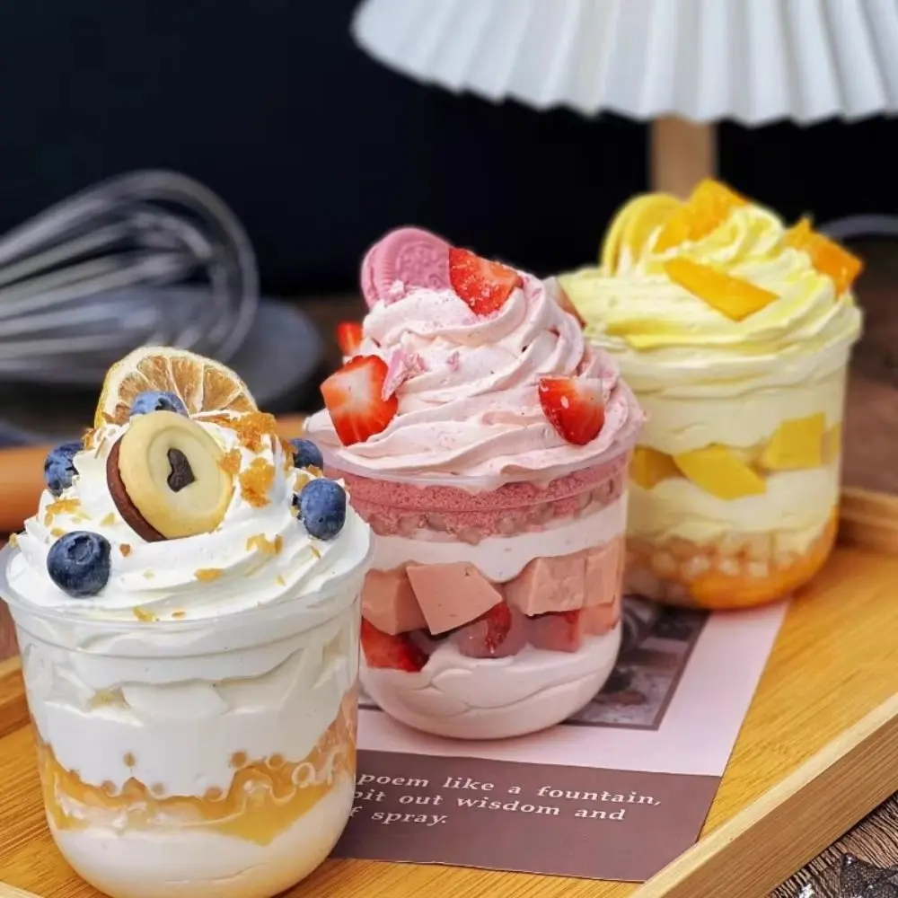 50 PCS 2025 Lids Disposable Plastic Cups Cupcake Multipurpose Milk Tea Cups Transparent Food Grade Dessert Cups