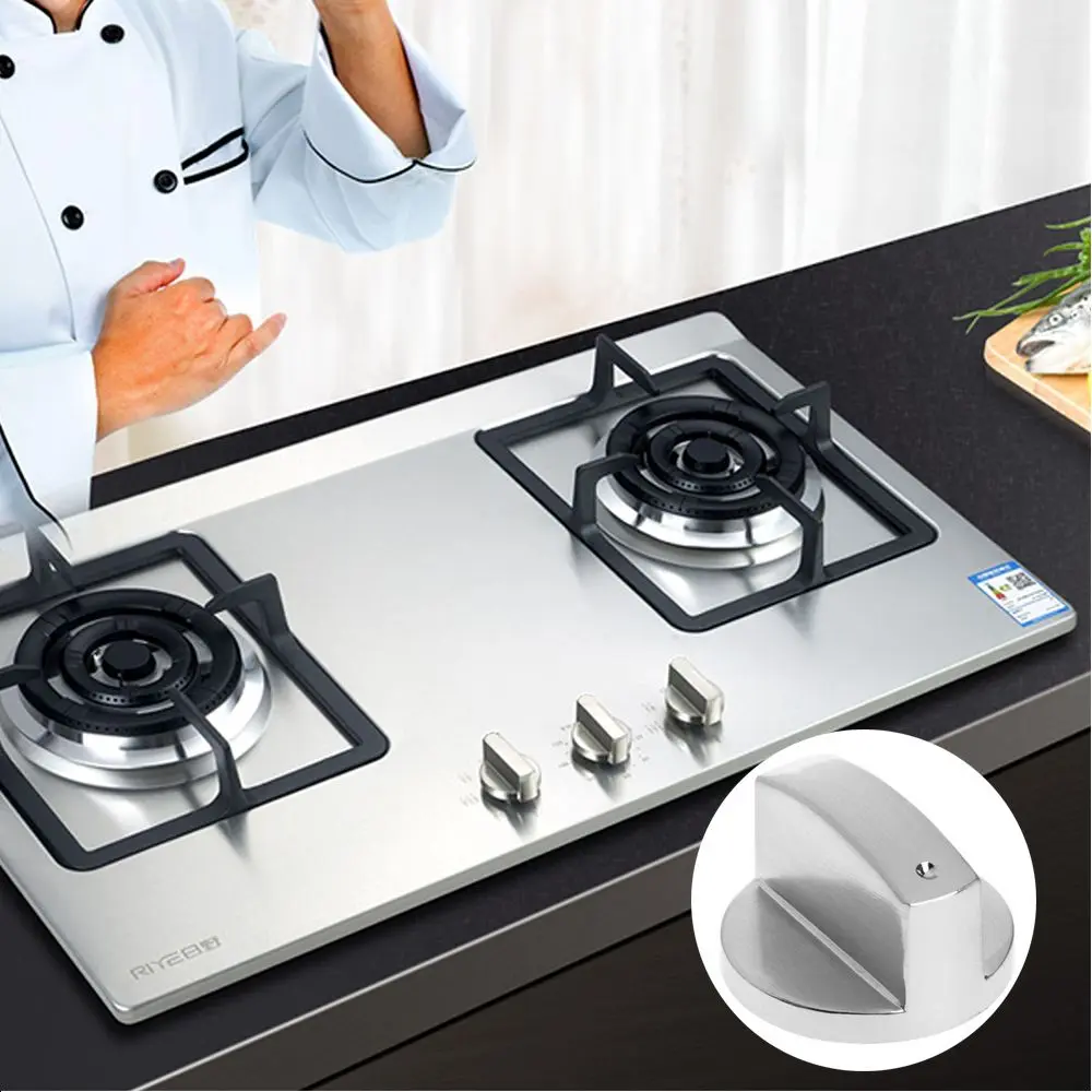 2Pcs Hot Silver Replacement Accessory Gas Stove Kitchen Tool Switch Cooker Control Knobs Metal Rotary