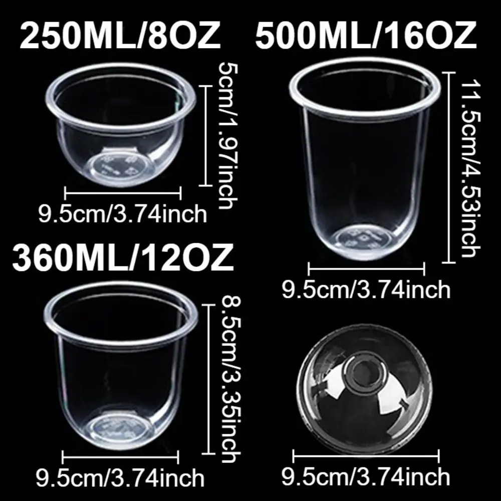 50 PCS 2025 Lids Disposable Plastic Cups Cupcake Multipurpose Milk Tea Cups Transparent Food Grade Dessert Cups