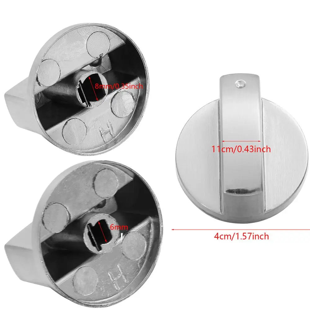2Pcs Hot Silver Replacement Accessory Gas Stove Kitchen Tool Switch Cooker Control Knobs Metal Rotary