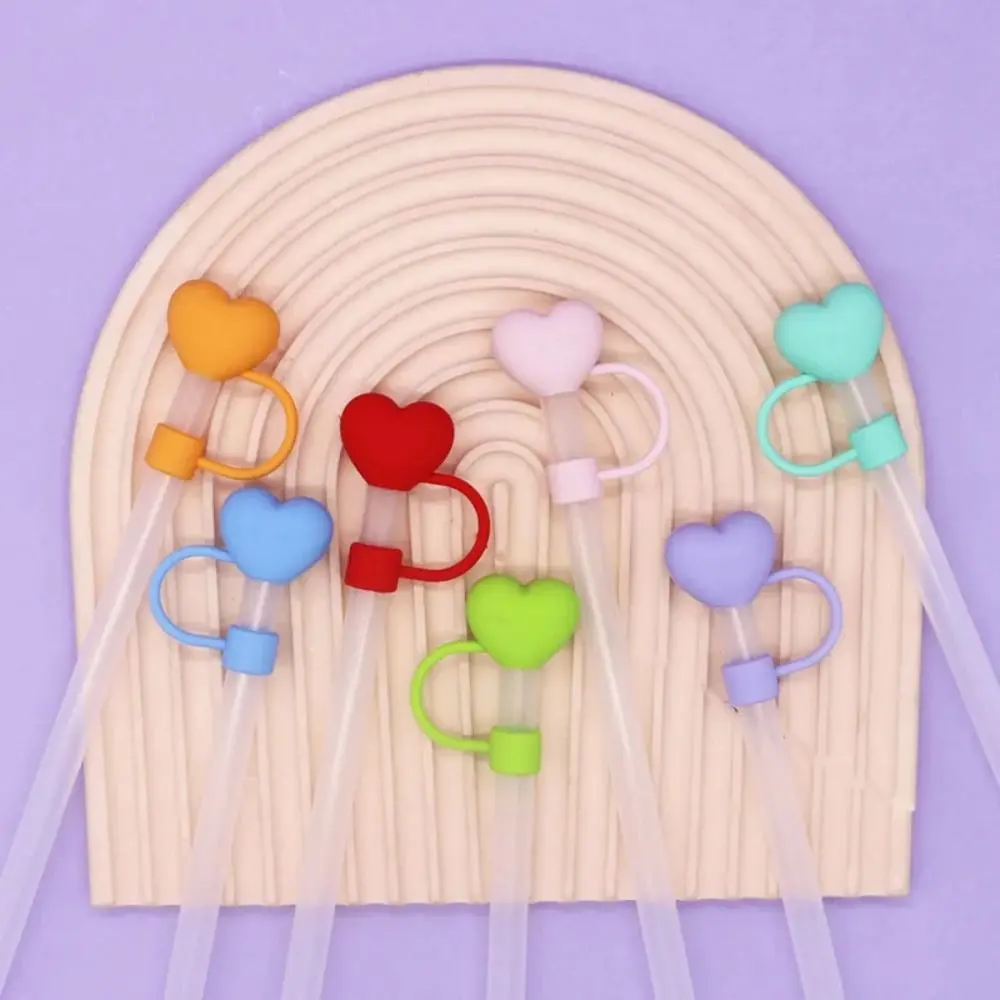 10mm Straw Covers Cap Compatible for Stanley 30&40 Oz Tumbler Cute Heart-shaped Reusable Drink Straws Covers Kitchen Tools