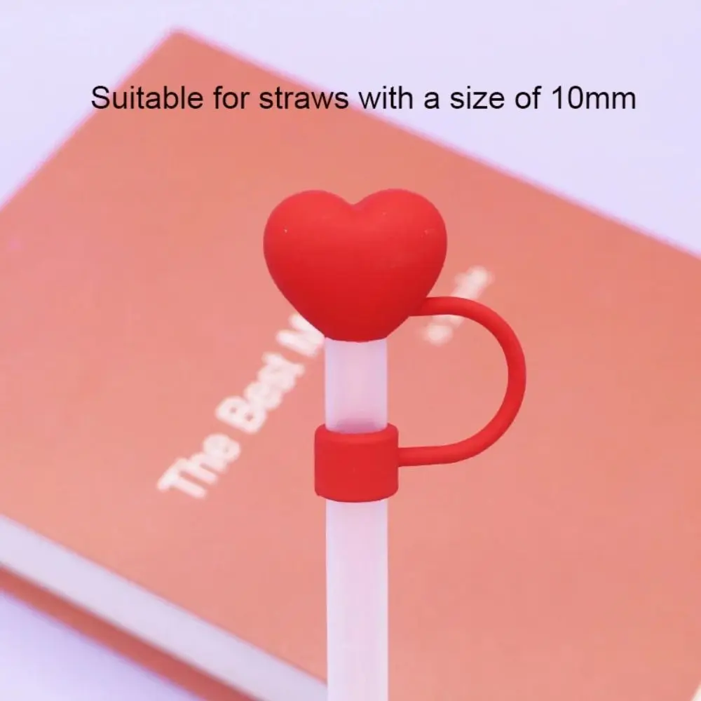 10mm Straw Covers Cap Compatible for Stanley 30&40 Oz Tumbler Cute Heart-shaped Reusable Drink Straws Covers Kitchen Tools