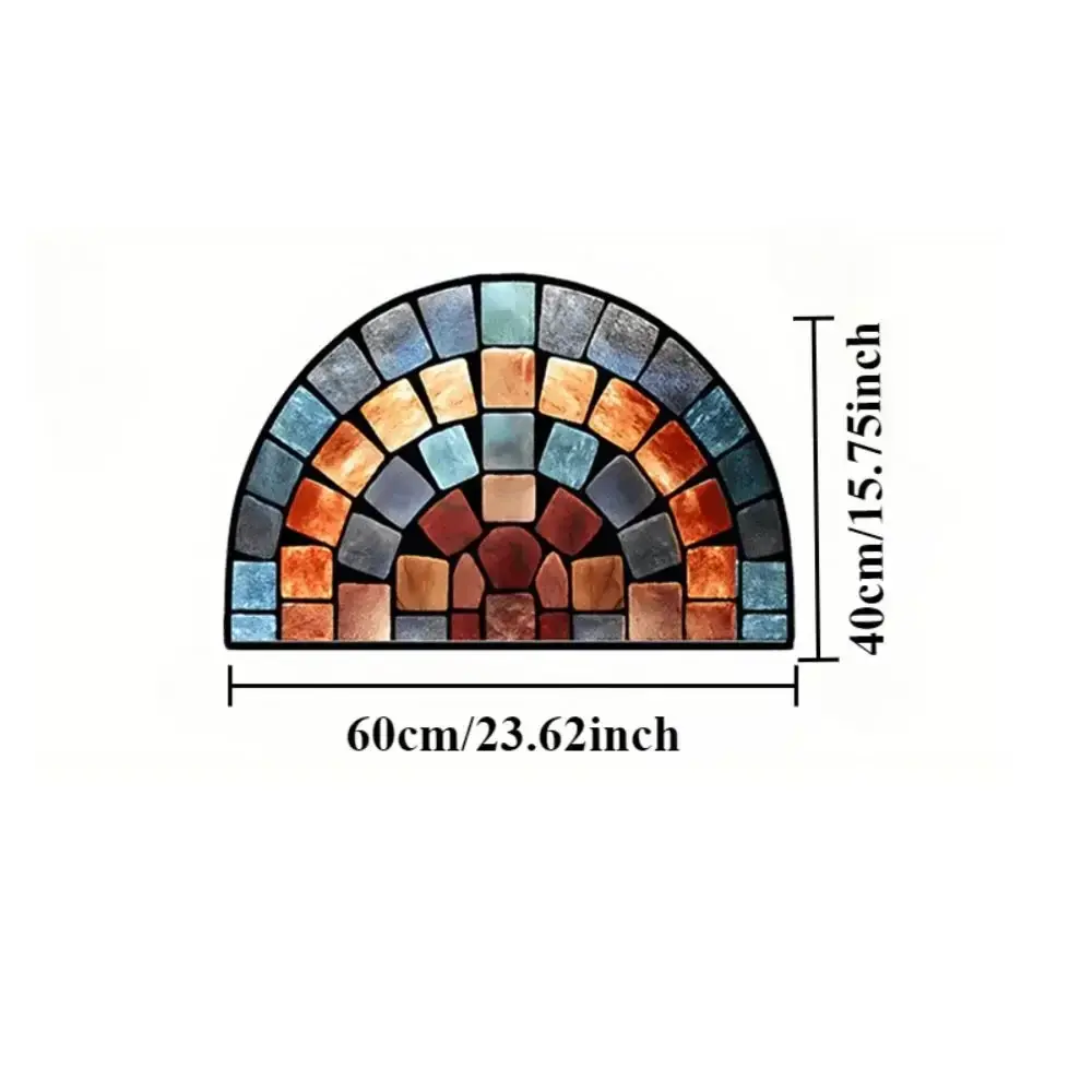 Non Slip Half Round Doormat Flower Floral Absorbent Welcome Rugs Washable Door Mat Entrance Mat Indoor Outdoor