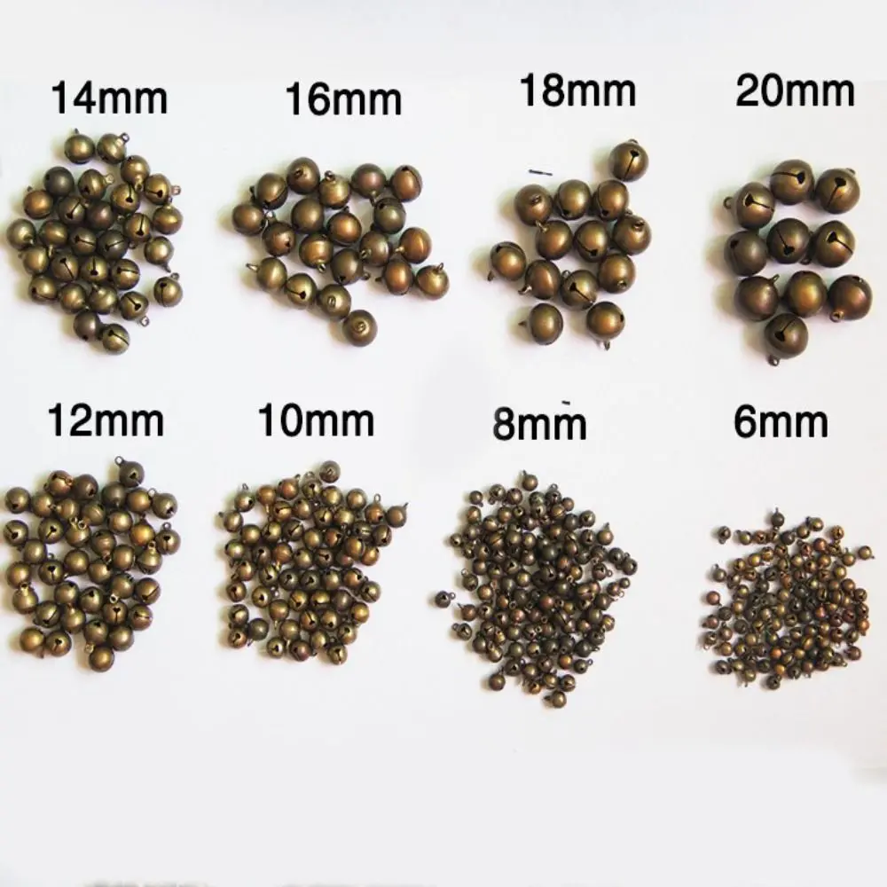 6/8/10/12/14/16/18/20/25mm Bronze Metal Jingle Bells Loose Beads Festival Party Christmas Decoration DIY Crafts Accessories