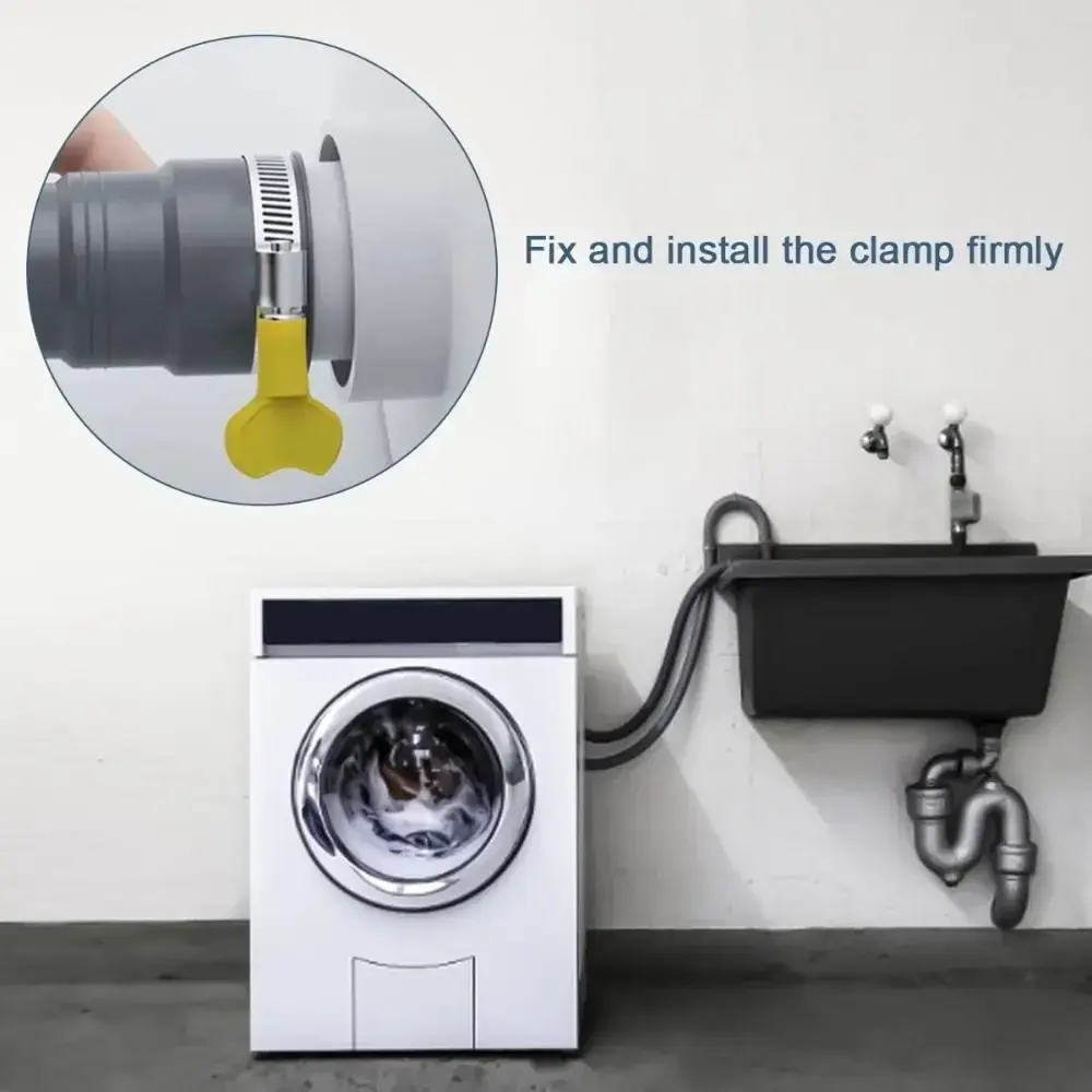 1/1.5/2/3/4/5m EVA Drain Pipe Washing Machine Dishwasher Drain Waste Hose Extension Pipe Corrugated Tube With Hose Clamps Set