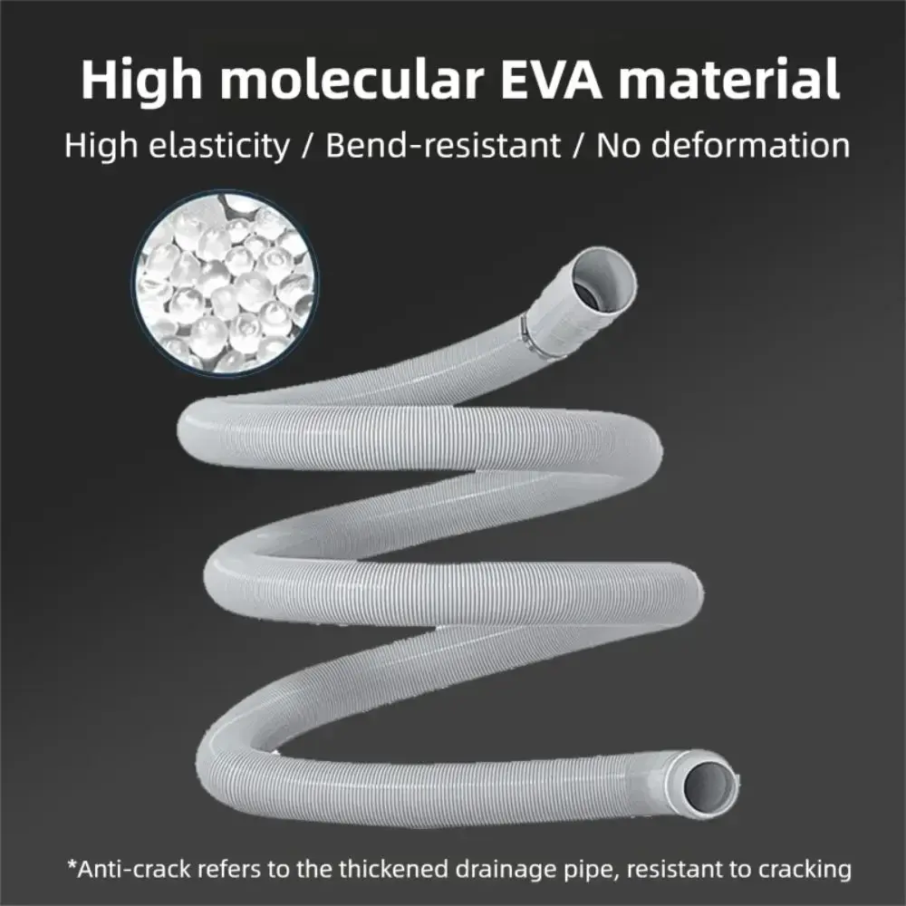 1/1.5/2/3/4/5m EVA Drain Pipe Washing Machine Dishwasher Drain Waste Hose Extension Pipe Corrugated Tube With Hose Clamps Set