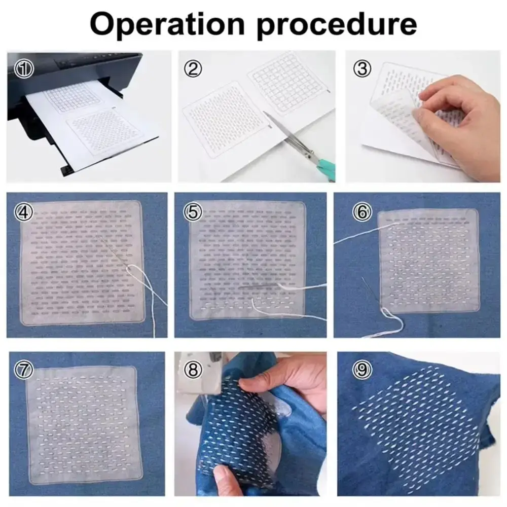 Water Soluble Sashiko Embroidery Beginner Set With Thread And Needles Denim Fabric Hand Embroidery Sashiko Kit Sewing Supplies