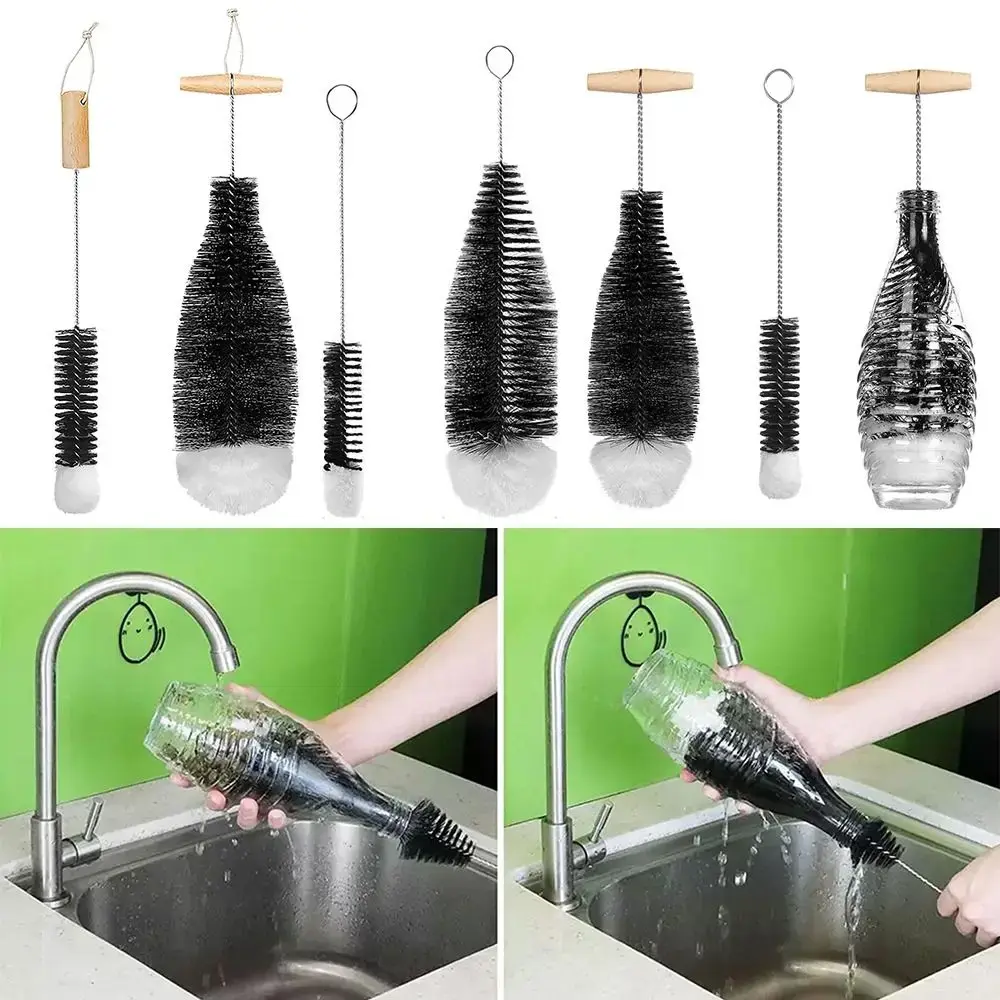 With Beechwood Handle Soda Stream Bottle Brush Drink Wineglass Bottle Cup Kitchen Cleaning Tool Glassware Jars Cleaner