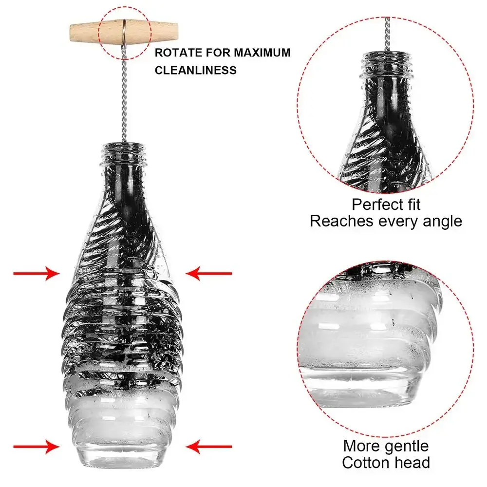 With Beechwood Handle Soda Stream Bottle Brush Drink Wineglass Bottle Cup Kitchen Cleaning Tool Glassware Jars Cleaner