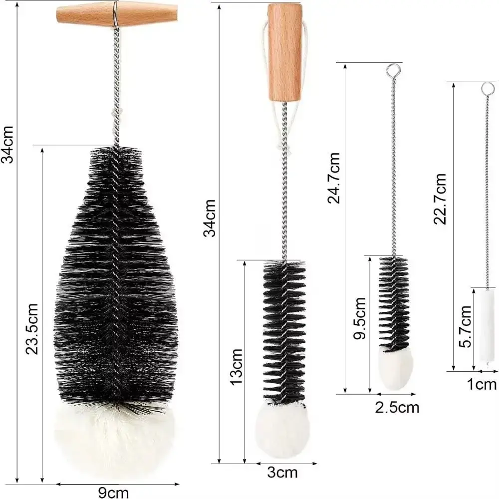 With Beechwood Handle Soda Stream Bottle Brush Drink Wineglass Bottle Cup Kitchen Cleaning Tool Glassware Jars Cleaner