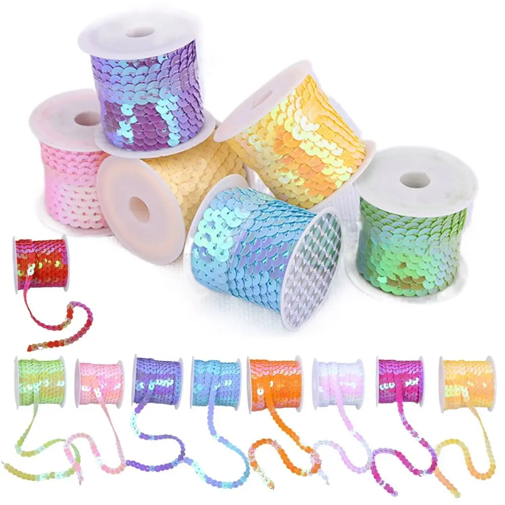 5M Sequins Trims Colorful Loose 6mm Paillettes Shiny Round Decorative Lace Crafts Cloth Accessory/Bags/Garment