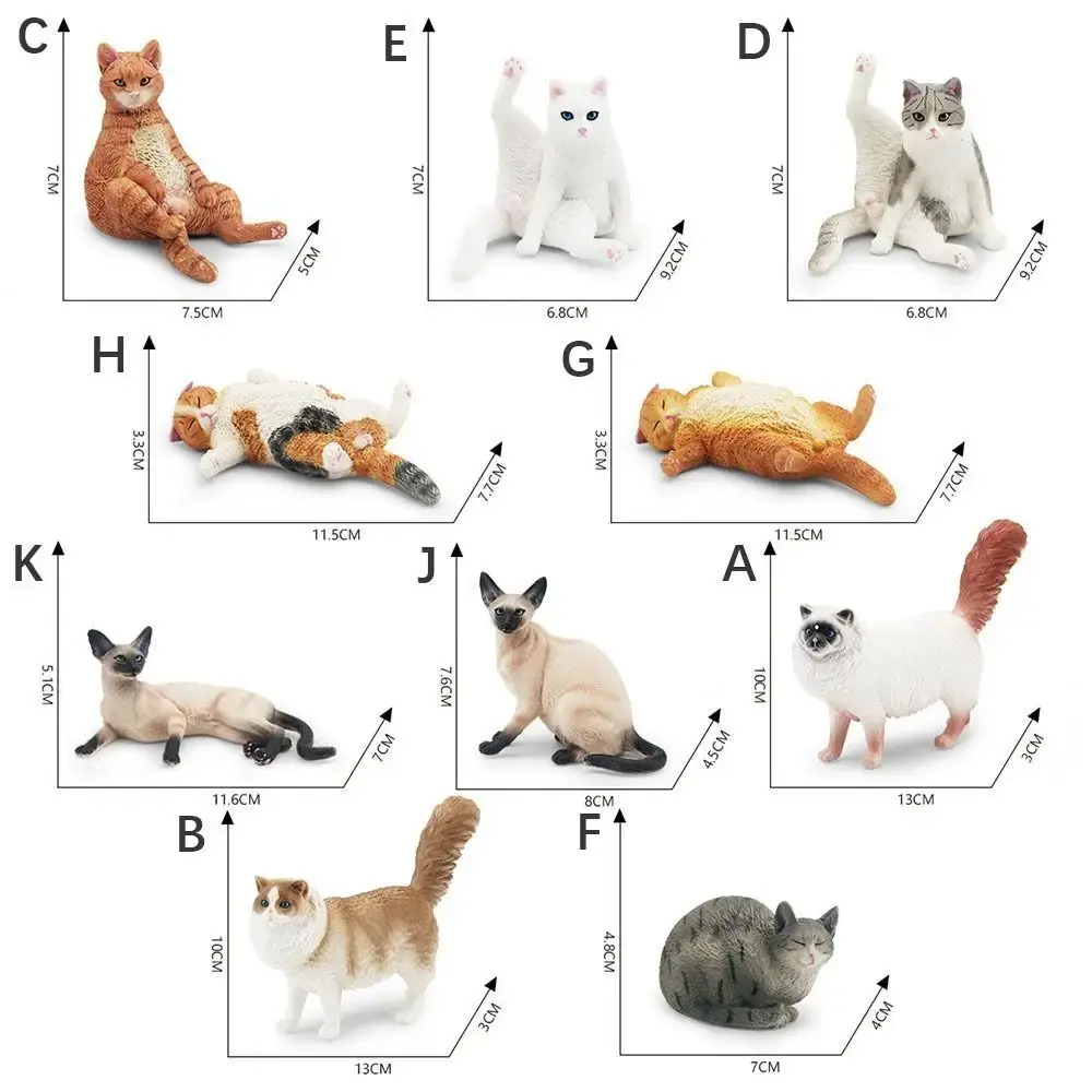 Simulation Cat Model Realistic Pet Figurines Siamese Ragdoll Persian Cat Mini Figures Action Figures Ornament Desktop Decor Toy